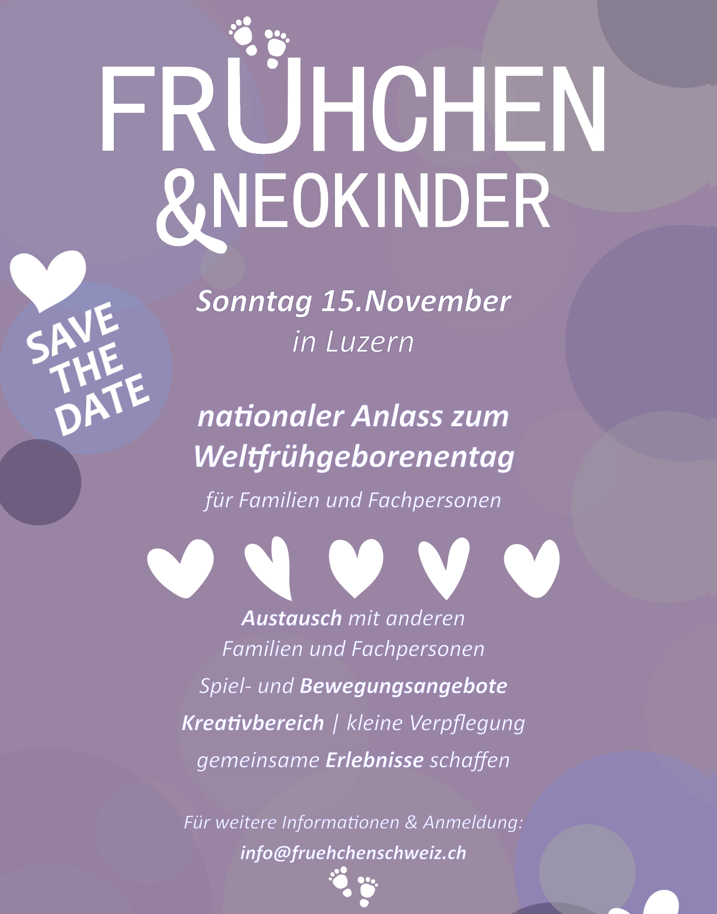 Save the Date — Frühchen & Neokinder Weltfrühgeborenentag-Fest am 15. November 2026 in Luzern